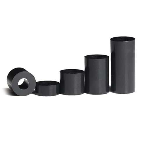 Cxiang-Flache Unterlegscheiben Inside Diameter 3 4 5 6 8mm Black M3 M4 M5 M6 M8 ABS Nylon Non-Threaded Spacer Hollow Standoff Washer, 50pcs, für Bolzenschraube(M4 ID4.1mm OD7mm,Length 4mm) von RWLQWEA