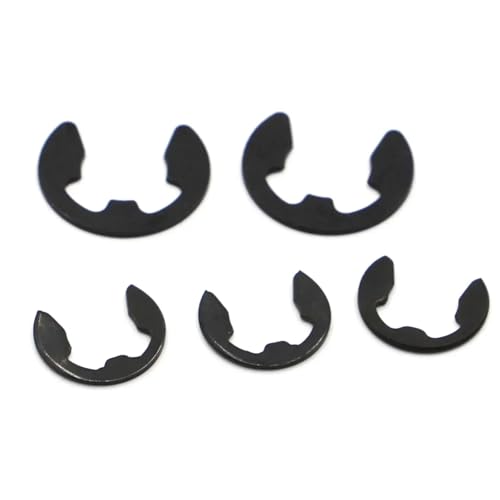 Cxiang-Flache Unterlegscheiben M1.2-M15 Snap Collar E Type Clip Circlip Black Manganese 304 Stainless Steel Shaft Bearing Retaining Ring Split Washer, für Bolzenschraube(65 manganese steel,M2.5 50pcs) von RWLQWEA