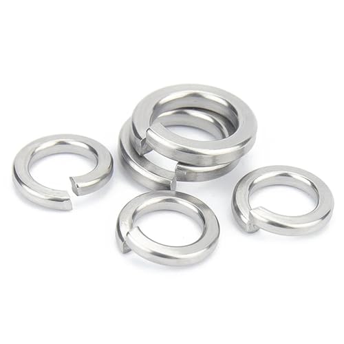 Cxiang-Flache Unterlegscheiben M1.6 M2 M2.5 - M24 A2 304 Stainless Steel Spring Split Lock Washer Elastic Gasket, für Bolzenschraube(100pcs M2) von RWLQWEA