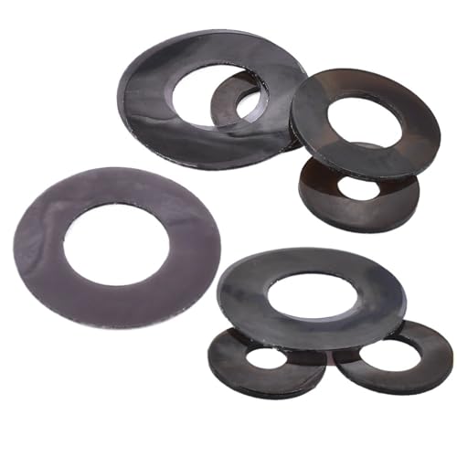 Cxiang-Flache Unterlegscheiben M2-M10 PVC Soft Washer Ring Plastic Gasket Insulating Waterproof Sealing Black Ultra Thin Elasticity Flat Washers, für Bolzenschraube(M4x10mmx0.5mm,180PCS) von RWLQWEA