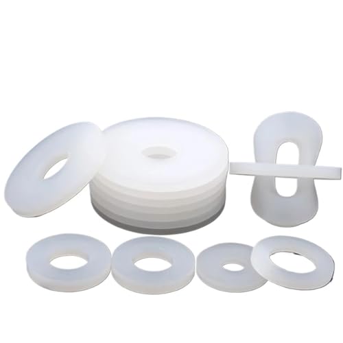 Cxiang-Flache Unterlegscheiben M2-M10 White Washer Ultra-thin High Temperature Resistant Soft Silicone Flat Gasket, für Bolzenschraube(7x18x0.5-50Pcs) von RWLQWEA