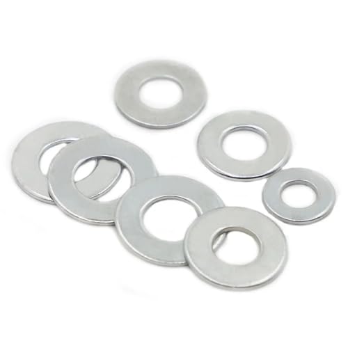 Cxiang-Flache Unterlegscheiben M2 M2.5 M3 M3.5 - M20 Zinc-plated Steel Spacer Plain Gasket For Screw Bolt Flat Metal Washer, für Bolzenschraube(100pcs M4) von RWLQWEA