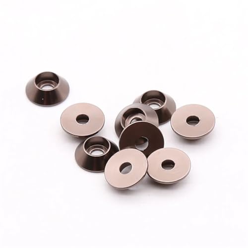 Cxiang-Flache Unterlegscheiben M2 M2.5 M3 M4 Conical Cup Colored Aluminum Alloy Cylindrical Head Convex Head Hexagonal Washer Cup Head Washer, für Bolzenschraube(Titanium gray,M4-10Pcs) von RWLQWEA
