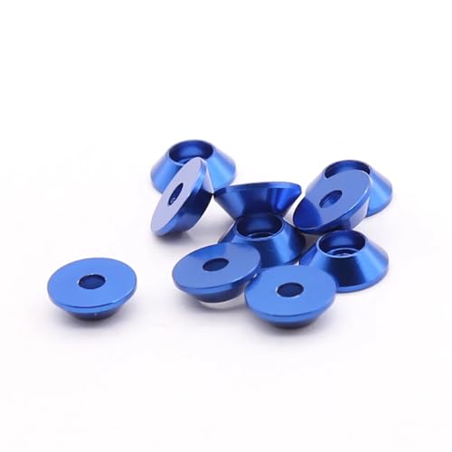 Cxiang-Flache Unterlegscheiben M2 M2.5 M3 M4 Conical Cup Colored Aluminum Alloy Cylindrical Head Convex Head Hexagonal Washer Cup Head Washer, für Bolzenschraube(Treasure Blue,M2-10Pcs) von RWLQWEA