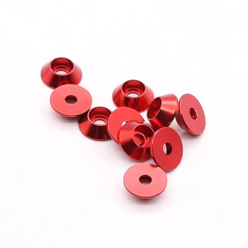 Cxiang-Flache Unterlegscheiben M2 M2.5 M3 M4 Conical Cup Colored Aluminum Alloy Cylindrical Head Convex Head Hexagonal Washer Cup Head Washer, für Bolzenschraube(Wine red,M4-10Pcs) von RWLQWEA