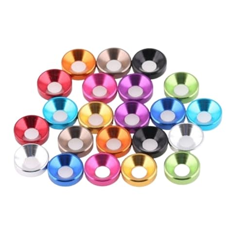 Cxiang-Flache Unterlegscheiben M2 M2.5 M3 M4 M5 M6 Colourful Anodized Aluminum Countersunk Head Bolt Washers, 10pcs/lot, für Bolzenschraube(M4,Sliver) von RWLQWEA