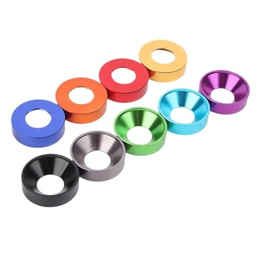 Cxiang-Flache Unterlegscheiben M2 M2.5 M3 M4 M5 M6 M8 Aluminium Alloy Conical Washers Colorful Spacers Gasket, für Bolzenschraube(Rose,M5) von RWLQWEA