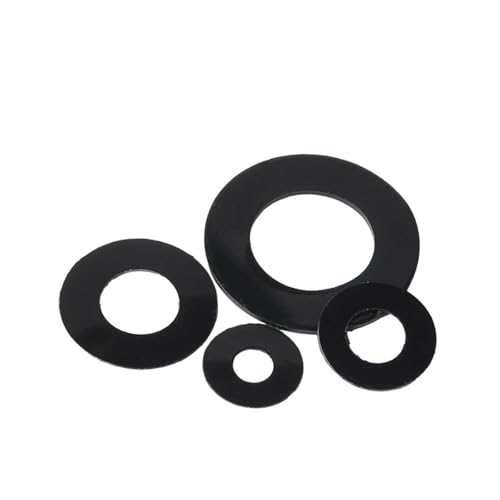 Cxiang-Flache Unterlegscheiben M2 M2.5 M3 M4 M5 M6 M8 M10 Black/White Plastic Nylon Ultrathin Washer Flat Ring Seal Washer Gasket, für Bolzenschraube(Black,M5x10x0.5) von RWLQWEA