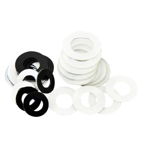 Cxiang-Flache Unterlegscheiben M2 M2.5 M3 M4 M5 M6 M8 M10 M12 Black/Transparent Adhesive Backed PVC Washer Viscose Plastic Round Washers， für Bolzenschraube(Black,M5x10x1(50Pcs)) von RWLQWEA