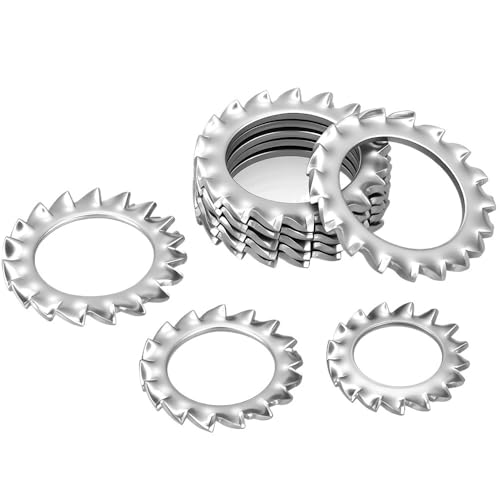 Cxiang-Flache Unterlegscheiben M2 M2.5 - M30 Stainless Steel External Tooth Lock Washer Shakeproof Star Gasket, für Bolzenschraube(M6(50pcs)) von RWLQWEA