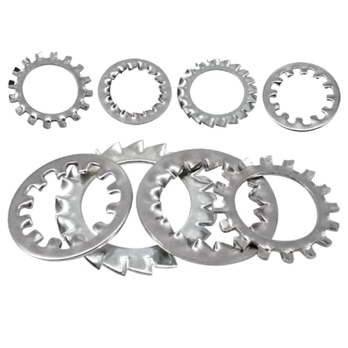 Cxiang-Flache Unterlegscheiben M2-M30 304 Stainless Steel External Internal Serrated Lock Washer Toothed Lock Spacer Gasket， für Bolzenschraube(Star External tooth,M12 (10Pcs)) von RWLQWEA