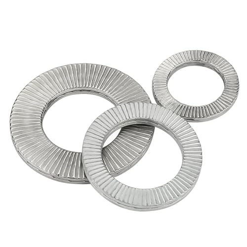 Cxiang-Flache Unterlegscheiben M3-M22 Self-Lock Washers Wedge Stainless Steel Dacromet Dual Stack Loose-proof Washer Shock-proof, für Bolzenschraube(Stainless Steel,M8 x20pairs) von RWLQWEA