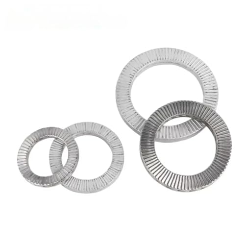 Cxiang-Flache Unterlegscheiben M3 -M22 Stainless Steel Dacromet Double Deck Self-Locking Washer Wedge Lock Loose Shock Proof Gasket, für Bolzenschraube(304 Stainless Steel,M14 x10pcs) von RWLQWEA