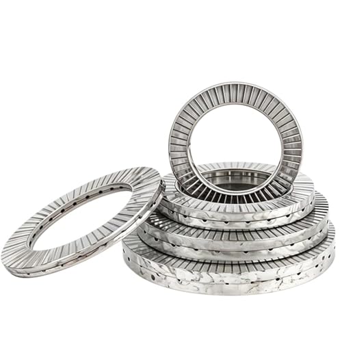 Cxiang-Flache Unterlegscheiben M3 M4 M5 M6-M22 Stainless Steel Dacromet Double Deck Self-Locking Washer Wedge Lock Loose Shock Proof Gasket, für Bolzenschraube(304 Stainless Steel,M6 x20pcs) von RWLQWEA