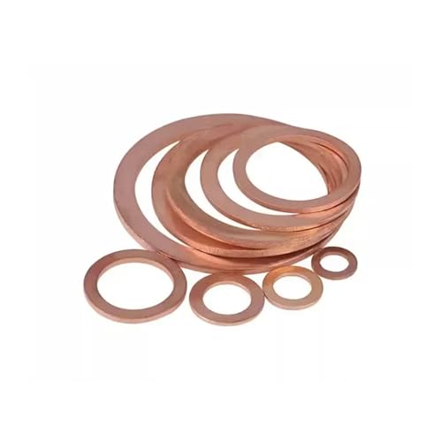 Cxiang-Flache Unterlegscheiben M3 M4 M5 M6 M7 M8 M10 M12 M13 M14 M16-M33 0.8mm Thickness Copper Washers Flat Gaskets Round Washer Sealing Gasket, für Bolzenschraube(M6x10x0.8mm 20pcs) von RWLQWEA