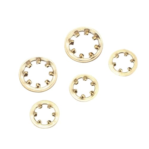 Cxiang-Flache Unterlegscheiben M3 M4 M5 M6 M8 M10 Internal Tooth Lock Washers Brass Copper Internal Serrated Lock Washer Lock Gasket, für Bolzenschraube(M3 50pcs) von RWLQWEA