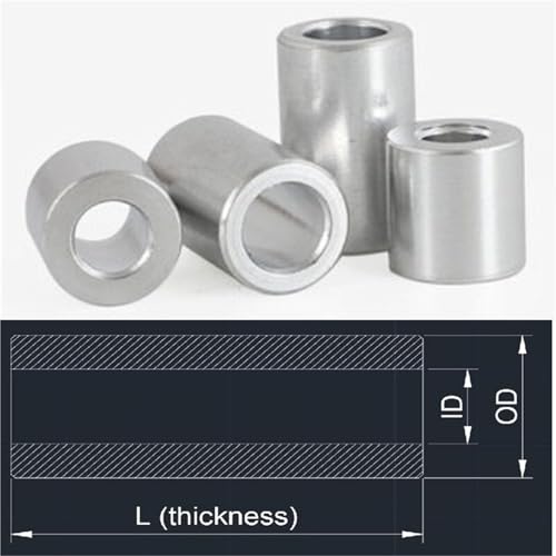 Cxiang-Flache Unterlegscheiben M3 M4 M5 M6 M8 M10 M12 Aluminum Washer Bushing Round Hollow No Thread Standoff Spacer Thickness 2mm-50mm, für Bolzenschraube(M5 10pcs OD8mm,16mm(L)) von RWLQWEA
