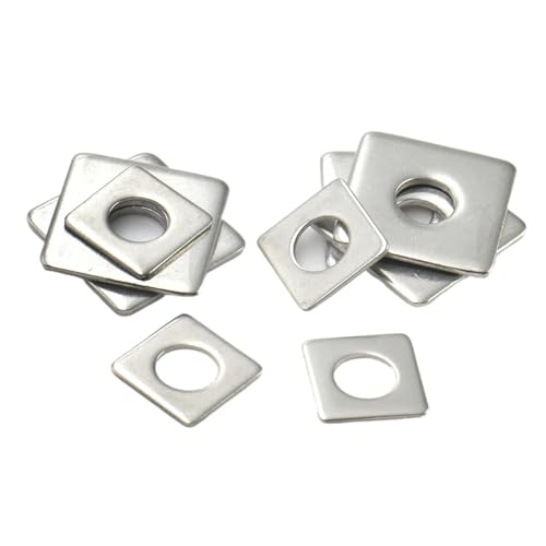 Cxiang-Flache Unterlegscheiben M3 M4 M5 M6 M8 M10 M12 M14 M16 M18 M20 304 Stainless Steel Flat Washer Thicken Square Gasket Curtain Wall Shim Metal Ring, für Bolzenschraube(M4x10x1mm (50pcs)) von RWLQWEA