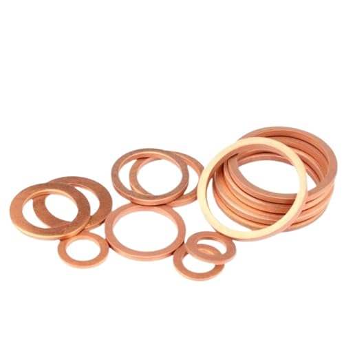 Cxiang-Flache Unterlegscheiben M3 M4 M5 M6 M8 M10 M12 M14 M16 M18 M20 M22 M24 M27 M30 Boat Red Brass Copper Crush Sealing Washer Flat Seal Ring Gasket, für Bolzenschraube(M5x8x1.5 (50pcs)) von RWLQWEA