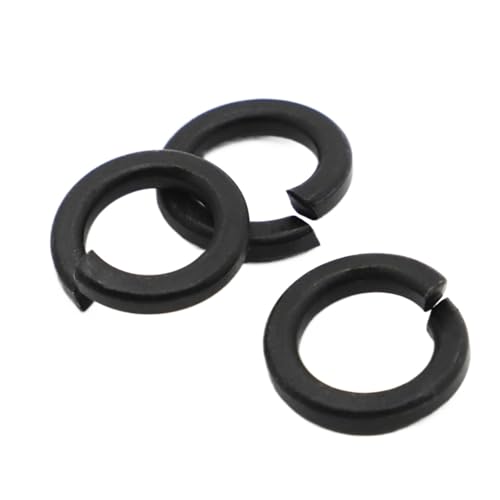 Cxiang-Flache Unterlegscheiben M3 M4 M5 M6 M8 M10 M12 M16 M20 M24 M27 M30 Black Grade 8.8 Carbon Steel Washers Gaskets Spring Lock Washer, für Bolzenschraube(50pcs M6) von RWLQWEA