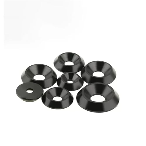 Cxiang-Flache Unterlegscheiben M3 M4 M5 M6 POM Material Black Concave Convex Washer Fisheye Washer, 10PCS, für Bolzenschraube(M6x19x4 -Tapered) von RWLQWEA