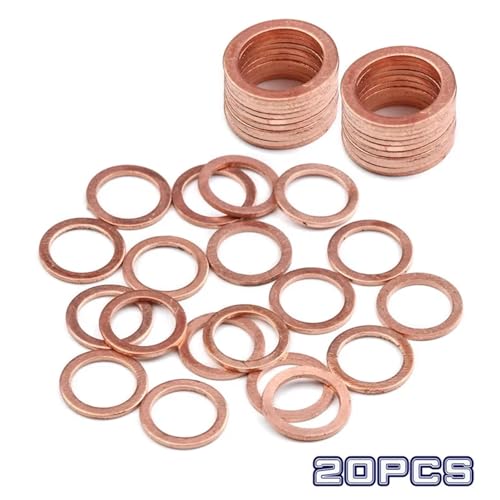 Cxiang-Flache Unterlegscheiben M5-M24 Washers Boat Motorcycle Accessories Copper Washer Set Flat Ring Gasket Sump Plug Oil Seal O-ring für Bolzenschraube(13X18X1mm,50PCS) von RWLQWEA
