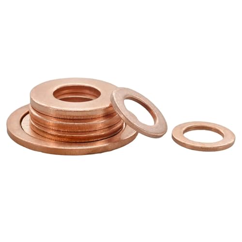 Cxiang-Flache Unterlegscheiben M5 M6 M8 M10 M12 M14 M16 M18 M20 M22 M24 Solid Copper O-ring Gasket Motorcycle Oil Seal Washers, für Bolzenschraube(M18x24x1.5(10Pcs)) von RWLQWEA