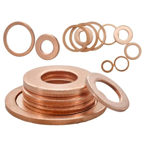 Cxiang-Flache Unterlegscheiben M5 M6 M8 M10 M12 M14 M16 M18 M20 M22 M24 Solid Copper Oil Plugs Washer O-ring Gasket Sump Flat Sealing Spacers, für Bolzenschraube(M12x20x1.5(20Pcs)) von RWLQWEA