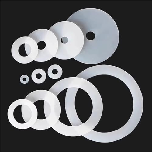 Cxiang-Flache Unterlegscheiben Silicone Flat Washer White M6 M7- M20 Shock-Absorbing Waterproof And High-Temperature Sealing Gasket, für Bolzenschraube(M8x16x0.5mm-50Pcs) von RWLQWEA
