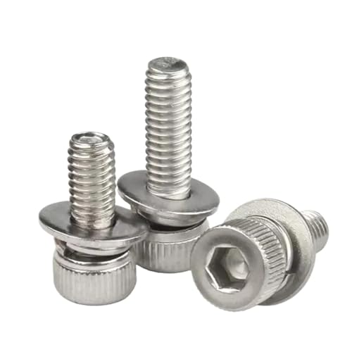 Mdingbao-Strukturschrauben M2 M2.5 M3 M4 M5 M6 M8 304 Stainless Steel Hex Hexagon Socket Cap Head Screw Flat Washer Spring Gasket Assemble Bolt， Stark verschleißfest(8 Mm, 14 in Bag,50pcs M2.5) von RWLQWEA