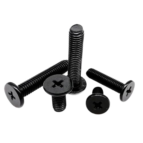 RWLQWEA Mdingbao-Strukturschrauben cm M1.6 M2 M2.5 M3 M4 M5 M6 Black 304 A2-70 Stainless Steel Cross Ultra Thin Super Low Flat Wafer Head Screw Bolt, Stark verschleißfest(20 Mm,50pcs M2.5) von RWLQWEA
