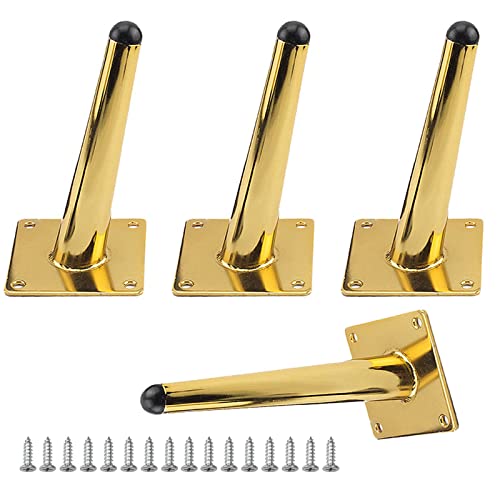 RWRAPS 4 austauschbare Möbelbeine, Sofabeine aus Metall, 10 cm, 15 cm, 20 cm, 35 cm konische Beine, robuste Metallbeine für Schränke, Kommoden, Badezimmer, Gold-17 cm/6,7 Zoll (Gold 15 cm/5,9 Zoll) von RWRAPS