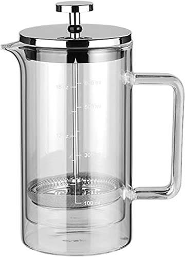 RWRAPS French-Press-Kaffeemaschine mit 3-lagigem Filtersystem, Kaffeepresse – Kaltbrüh-Kaffeemaschine aus Glas für Zuhause oder Büro, 600 ml (350 ml) von RWRAPS