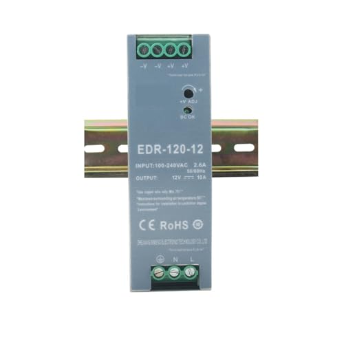 hutschienen-netzteil EDR-120-24 120 W 24 V 5 A Konstantspannung, geringer Stromverbrauch, SMPS-Schaltnetzteil for DIN-Schiene (Color : 12V 10A, Size : 100-240V_120W) von RWRAPS