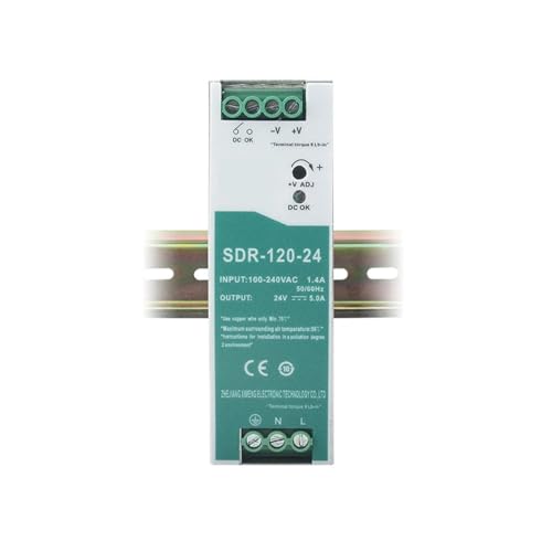 hutschienen-netzteil SDR-120-12 100–240 AC auf 12 V, 10 A, 120 W DIN-Schienen-Netzteil (Size : 24V, Color : 120W) von RWRAPS