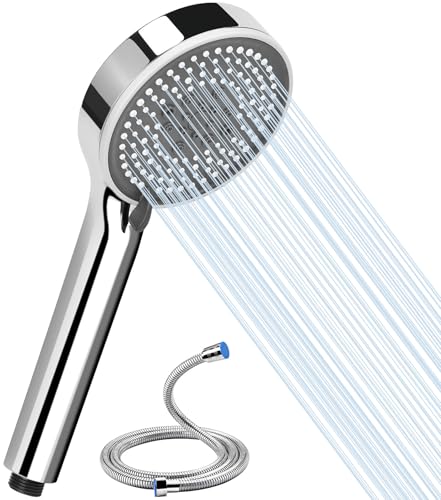 Duschkopf Wassersparend Hochdruck Duschkopf mit Schlauch 5 Strahlarten Runde Duschbrause Universal Brausekopf Duschbrause für Baden von RWSRW