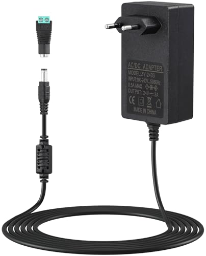Netzteil Adapter 24V 3A 72W Universal Transformator 100-240AC 50/60hz Netzteil AC zu DC Konverter Transformator für 24V Streifen Treiber von RWSRW