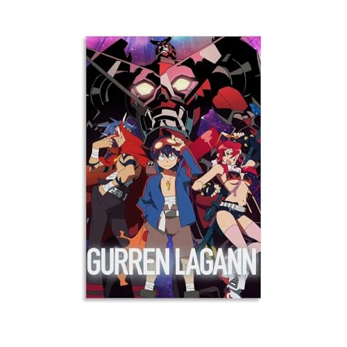 RWTWQGEQWGR Anime-Poster, Motiv: Gurren Lagann, Wanddekoration, ästhetisches Cover, Poster, Design, Gemälde, 60 x 90 cm, ungerahmter Stil RWTWQGEQWGR Anime-Poster, Motiv: Gurren Lagann, Wanddekoration, ästhetisches Cover, Poster, Design, Gemälde, 60 x 90 cm, ungerahmter Stil von RWTWQGEQWGR