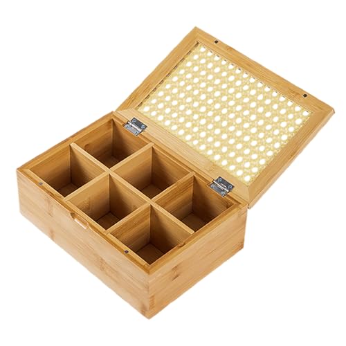 Teebeutel-Organizer aus Holz, Teebeutel-Aufbewahrungsboxen, Teedose für Teebeutel, Teebeutelhalter, Teebox-Station für Teebeutel (Sechs Gitter) von RWUDV