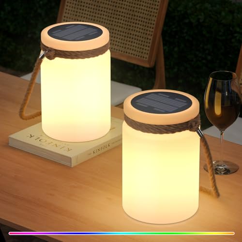 RWWR 2er Pack Solar Lampe Outdoor Tischlampe Solarlampen LED 2-in-1 Aufladung LED tischleuchte Akku mit Fernsteuerung 8 Farben IP44 für Terrasse Camping Garten Balkon RWWR 2er Pack Solar Lampe Outdoor Tischlampe Solarlampen LED 2-in-1 Aufladung LED tischleuchte Akku mit Fernsteuerung 8 Farben IP44 für Terrasse Camping Garten Balkon von RWWR