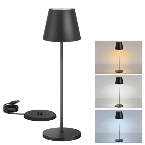 RWWR LED Akku Flaschenlampe Dimmbare Tischlampe IP54 Kabellose Flaschenlicht Touch Tischleuchte für Innen/Außen, Restaurants und Bars (Weiß) von RWWR