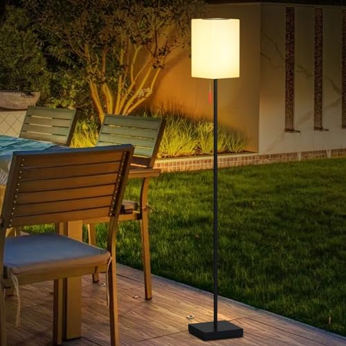 RWWR Solar Stehlampe Outdoor mit Lichtsensor Stehleuchte Garten Stehlampe Terrasse Ferndimmen 2-in-1 Aufladbar 8 Farben IP44 Ideal für Patio Balkon Garten (E) von RWWR