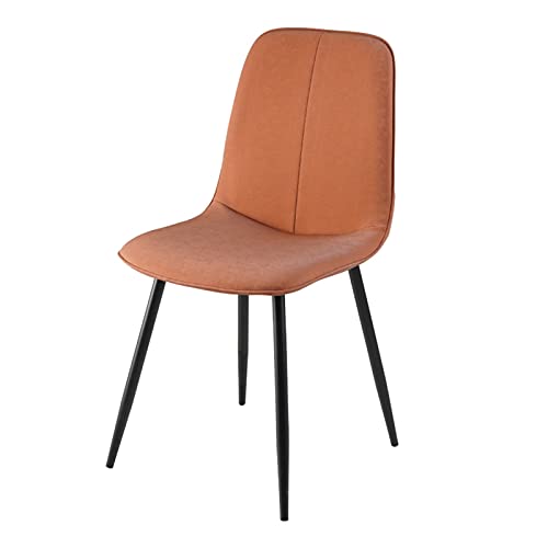 RXBD Modern Waschbar PU-Leder Akzent Stühle, Metallbeine Mitte des Jahrhunderts Essstühle, Beistellstuhl für das Küchenzimmer für Wohnzimmer (Color : Orange) von RXBD
