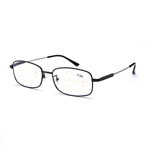 Progressiver Multifokus Lesebrille, Anti-blaues Licht Gedächtnis Titan Federscharnier, Nah und Fern Dual-Use Computer-Brille Unisex Reader von RXBFD