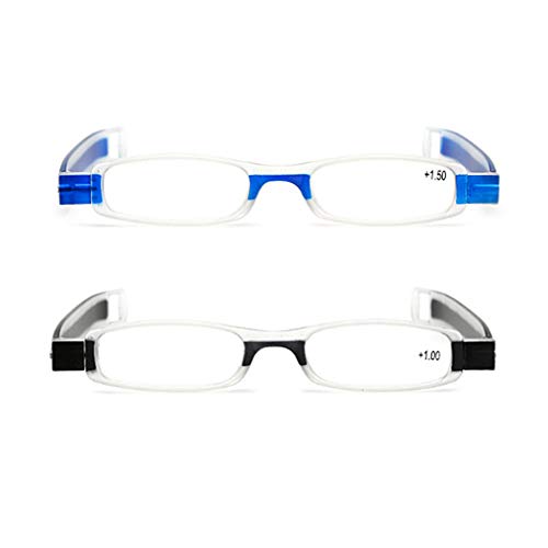 RXBFD Blaulichtfilter Brille 360 drehende Rohr-Stift-Klipp-faltende Lesebrille, Mode-dünner Plastikrahmen-Harz-Linsen-stilvoller Leser von RXBFD