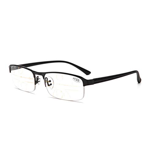 RXBFD Blaulichtfilter Brille Photochrome Progressive multifokale Lesebrille, Aluminiumrahmen halb umrandete polarisierte Sonnenbrille Nahe und Ferne Leser von RXBFD