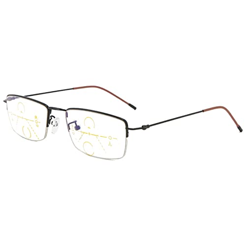 RXBFD Intelligenter Zoom Lesebrille, Multifokale Dioptrien-Gleitsichtbrille Lentes, Männer/Frauen Halb umrandet Leser von RXBFD