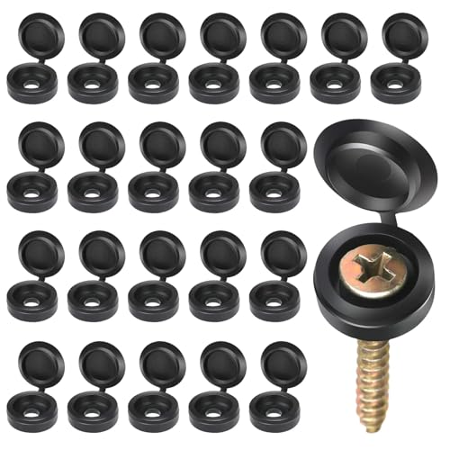 RXKFIGX 200 Stücke Schraubenabdeckung Klapp Schraube Abdeckkappen Klappschraube Abdeckkappen für Schraubenschutz Möbel Dekorationsabdeckungen Geschützt vor Staub Wasser Regen Schwarz von RXKFIGX