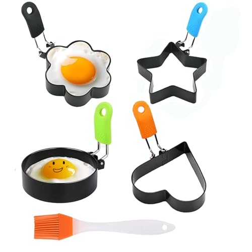 RXKFIGX 4-teiliges Spiegeleierformen-Set: Rund, Herzförmig, Blütenförmig, Sternförmig - Edelstahl, Antihaft, Silikongriff - Für Pfannkuchen, Eier, Sandwiches & mehr RXKFIGX 4-teiliges Spiegeleierformen-Set: Rund, Herzförmig, Blütenförmig, Sternförmig - Edelstahl, Antihaft, Silikongriff - Für Pfannkuchen, Eier, Sandwiches & mehr von RXKFIGX