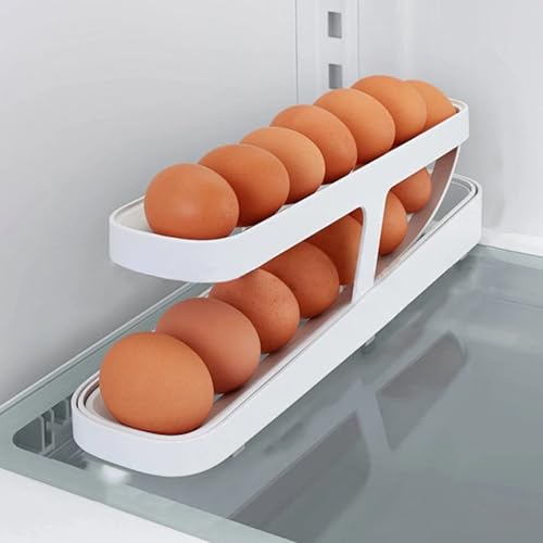 RXKFIGX Eierhalter Kühlschrank Eierbehälter 14 Eier 2 Tier Egg Holder für Kühlschrank Automatisches Rollen Aufbewahrung Platzsparende Eierablage Für KüHlschrank RXKFIGX Eierhalter Kühlschrank Eierbehälter 14 Eier 2 Tier Egg Holder für Kühlschrank Automatisches Rollen Aufbewahrung Platzsparende Eierablage Für KüHlschrank von RXKFIGX